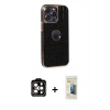 MARSİLYAN™- iPhone 14 Pro Max Kılıf Ufuk Form Prime - Siyah 6D Mat Seramik Hayalet Nano Ekran Koruyucu + PVD Metal Kamera Lens - TU