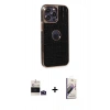 MARSİLYAN™- iPhone 14 Pro Max Kılıf Ufuk Form Prime - Siyah Bilvis 3D Mat Cam Ekran Koruyucu + Bilvis Titan Kamera Lens - DNMR