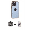 MARSİLYAN™- iPhone 14 Pro Max Kılıf Ufuk Form Prime - Siyah Bilvis 3D Mat Cam Ekran Koruyucu + PVD Metal Kamera Lens - TU