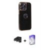 MARSİLYAN™- iPhone 14 Pro Max Kılıf Ufuk Form Prime - Siyah Bilvis 5in1 3D Magic Cam Ekran Koruyucu + Raze Metal Kamera Lens - GS