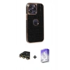 MARSİLYAN™- iPhone 14 Pro Max Kılıf Ufuk Form Prime - Siyah Bilvis 5in1 3D Magic Cam Ekran Koruyucu + Raze Metal Kamera Lens - GD