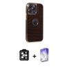 MARSİLYAN™- iPhone 14 Pro Max Kılıf Ufuk Form Prime - Siyah Bilvis 5in1 3D Magic Cam Ekran Koruyucu + Turuncu PVD Metal Kamera Lens