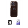 MARSİLYAN™- iPhone 14 Pro Max Kılıf Ufuk Form Prime - Siyah Bilvis 5in1 5D Magic Hayalet Cam Ekran Koruyucu + Turuncu PVD Metal Kamera Lens