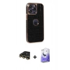 MARSİLYAN™- iPhone 14 Pro Max Kılıf Ufuk Form Prime - Siyah Bilvis 5in1 5D Magic Hayalet Cam Ekran Koruyucu + Raze Metal Kamera Lens - GD