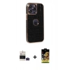 MARSİLYAN™- iPhone 14 Pro Max Kılıf Ufuk Form Prime - Siyah Buffer Cam Ekran Koruyucu + Derin Mor Bilvis Titan Kamera Lens