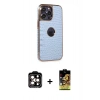 MARSİLYAN™- iPhone 14 Pro Max Kılıf Ufuk Form Prime - Siyah Buffer Cam Ekran Koruyucu + PVD Metal Kamera Lens - TU
