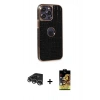 MARSİLYAN™- iPhone 14 Pro Max Kılıf Ufuk Form Prime - Siyah Buffer Cam Ekran Koruyucu + Raze Metal Kamera Lens - GS