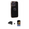 MARSİLYAN™- iPhone 14 Pro Max Kılıf Ufuk Form Prime - Siyah Buffer Hayalet Cam Ekran Koruyucu + Gümüş Raze Metal Kamera Lens