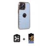 MARSİLYAN™- iPhone 14 Pro Max Kılıf Ufuk Form Prime - Siyah Buffer Hayalet Cam Ekran Koruyucu + PVD Metal Kamera Lens - TU