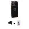 MARSİLYAN™- iPhone 14 Pro Max Kılıf Ufuk Form Prime - Siyah Joko 5D Cam + Raze Metal Kamera Lens - GS