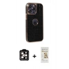 MARSİLYAN™- iPhone 14 Pro Max Kılıf Ufuk Form Prime - Siyah Mat Seramik Nano Ekran Koruyucu + PVD Metal Kamera Lens - TU
