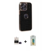 MARSİLYAN™- iPhone 14 Pro Max Kılıf Ufuk Form Prime - Siyah Polymer Nano Ekran Koruyucu + Bilvis Titan Kamera Lens - SH