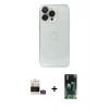 MARSİLYAN™- iPhone 14 Pro Max Kılıf Ufuk Minimal Özel Seri - Şeffaf 360 Full Body Arka Koruyucu + Gümüş Bilvis Titan Kamera Lens