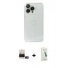 MARSİLYAN™- iPhone 14 Pro Max Kılıf Ufuk Minimal Özel Seri - Şeffaf Pasifik Cam Ekran Koruyucu + Gümüş Bilvis Titan Kamera Lens