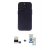 MARSİLYAN™- iPhone 14 Pro Max Kılıf Ufuk Minimal Özel Seri - Şeffaf Royal Nano Ekran Koruyucu + Gümüş Bilvis Titan Kamera Lens