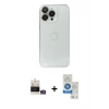 MARSİLYAN™- iPhone 14 Pro Max Kılıf Ufuk Minimal Özel Seri - Şeffaf Royal Nano Ekran Koruyucu + Gümüş Bilvis Titan Kamera Lens