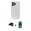 MARSİLYAN™- iPhone 14 Pro Max Kılıf Ufuk Minimal Özel Seri - Siyah 18D Cam Ekran Koruyucu + Gold Raze Metal Kamera Lens
