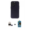 MARSİLYAN™- iPhone 14 Pro Max Kılıf Ufuk Minimal Özel Seri - Siyah 18D Cam Ekran Koruyucu + Bilvis Titan Kamera Lens - SH