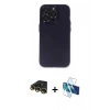 MARSİLYAN™- iPhone 14 Pro Max Kılıf Ufuk Minimal Özel Seri - Siyah 3D Antistatik Cam Ekran Koruyucu + Raze Metal Kamera Lens - GD
