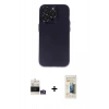 MARSİLYAN™- iPhone 14 Pro Max Kılıf Ufuk Minimal Özel Seri - Siyah 6D Mat Seramik Hayalet Nano Ekran Koruyucu + Gümüş Bilvis Titan Kamera Lens