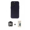 MARSİLYAN™- iPhone 14 Pro Max Kılıf Ufuk Minimal Özel Seri - Siyah 6D Mat Seramik Hayalet Nano Ekran Koruyucu + PVD Metal Kamera Lens - TU