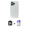 MARSİLYAN™- iPhone 14 Pro Max Kılıf Ufuk Minimal Özel Seri - Siyah Bilvis 5in1 3D Magic Cam Ekran Koruyucu + PVD Metal Kamera Lens - TU