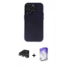 MARSİLYAN™- iPhone 14 Pro Max Kılıf Ufuk Minimal Özel Seri - Siyah Bilvis 5in1 3D Magic Cam Ekran Koruyucu + Raze Metal Kamera Lens - GS
