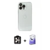 MARSİLYAN™- iPhone 14 Pro Max Kılıf Ufuk Minimal Özel Seri - Siyah Bilvis 5in1 5D Magic Hayalet Cam Ekran Koruyucu + PVD Metal Kamera Lens - TU