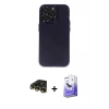 MARSİLYAN™- iPhone 14 Pro Max Kılıf Ufuk Minimal Özel Seri - Siyah Bilvis 5in1 5D Magic Hayalet Cam Ekran Koruyucu + Gold Raze Metal Kamera Lens