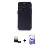 MARSİLYAN™- iPhone 14 Pro Max Kılıf Ufuk Minimal Özel Seri - Siyah Bilvis 5in1 5D Magic Hayalet Cam Ekran Koruyucu + Bilvis Titan Kamera Lens - SH