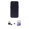 MARSİLYAN™- iPhone 14 Pro Max Kılıf Ufuk Minimal Özel Seri - Siyah Bilvis 5in1 5D Magic Hayalet Cam Ekran Koruyucu + Bilvis Titan Kamera Lens - GS