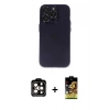 MARSİLYAN™- iPhone 14 Pro Max Kılıf Ufuk Minimal Özel Seri - Siyah Buffer Cam Ekran Koruyucu + PVD Metal Kamera Lens - TU