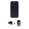 MARSİLYAN™- iPhone 14 Pro Max Kılıf Ufuk Minimal Özel Seri - Siyah Buffer Hayalet Cam Ekran Koruyucu + Gold Raze Metal Kamera Lens