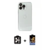 MARSİLYAN™- iPhone 14 Pro Max Kılıf Ufuk Minimal Özel Seri - Siyah Buffer Hayalet Cam Ekran Koruyucu + Turuncu PVD Metal Kamera Lens