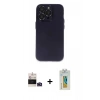 MARSİLYAN™- iPhone 14 Pro Max Kılıf Ufuk Minimal Özel Seri - Siyah Polymer Nano Ekran Koruyucu + Bilvis Titan Kamera Lens - DNMR