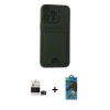 MARSİLYAN™- iPhone 14 Pro Max Kılıf Vadi Çizgi Prime - Siyah 18D Cam Ekran Koruyucu + Derin Mor Bilvis Titan Kamera Lens