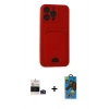 MARSİLYAN™- iPhone 14 Pro Max Kılıf Vadi Çizgi Prime - Siyah 18D Cam Ekran Koruyucu + Derin Mor Bilvis Titan Kamera Lens