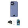MARSİLYAN™- iPhone 14 Pro Max Kılıf Vadi Çizgi Prime - Siyah 18D Cam Ekran Koruyucu + Raze Metal Kamera Lens - GD