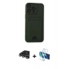 MARSİLYAN™- iPhone 14 Pro Max Kılıf Vadi Çizgi Prime - Siyah 3D Antistatik Cam Ekran Koruyucu + Raze Metal Kamera Lens - GS