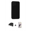 MARSİLYAN™- iPhone 14 Pro Max Kılıf Vadi Çizgi Prime - Siyah Bilvis 3D Mat Cam Ekran Koruyucu + Raze Metal Kamera Lens - GS