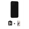 MARSİLYAN™- iPhone 14 Pro Max Kılıf Vadi Çizgi Prime - Siyah Bilvis 3D Mat Cam Ekran Koruyucu + PVD Metal Kamera Lens - TU