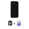 MARSİLYAN™- iPhone 14 Pro Max Kılıf Vadi Çizgi Prime - Siyah Bilvis 5in1 5D Magic Hayalet Cam Ekran Koruyucu + PVD Metal Kamera Lens - TU