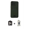 MARSİLYAN™- iPhone 14 Pro Max Kılıf Vadi Çizgi Prime - Siyah Bilvis Hayalet Cam Ekran Koruyucu + PVD Metal Kamera Lens - TU