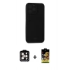 MARSİLYAN™- iPhone 14 Pro Max Kılıf Vadi Çizgi Prime - Siyah Buffer Cam Ekran Koruyucu + PVD Metal Kamera Lens - TU