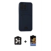MARSİLYAN™- iPhone 14 Pro Max Kılıf Vadi Çizgi Prime - Siyah Buffer Hayalet Cam Ekran Koruyucu + PVD Metal Kamera Lens - TU
