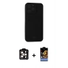 MARSİLYAN™- iPhone 14 Pro Max Kılıf Vadi Çizgi Prime - Siyah Buffer Hayalet Cam Ekran Koruyucu + PVD Metal Kamera Lens - TU