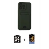 MARSİLYAN™- iPhone 14 Pro Max Kılıf Vadi Çizgi Prime - Siyah Buffer Hayalet Cam Ekran Koruyucu + PVD Metal Kamera Lens - TU