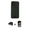 MARSİLYAN™- iPhone 14 Pro Max Kılıf Vadi Çizgi Prime - Siyah Buffer Hayalet Cam Ekran Koruyucu + Raze Metal Kamera Lens - GS