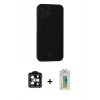 MARSİLYAN™- iPhone 14 Pro Max Kılıf Vadi Çizgi Prime - Siyah Polymer Nano Ekran Koruyucu + PVD Metal Kamera Lens - TU