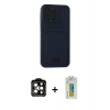 MARSİLYAN™- iPhone 14 Pro Max Kılıf Vadi Çizgi Prime - Siyah Polymer Nano Ekran Koruyucu + PVD Metal Kamera Lens - TU